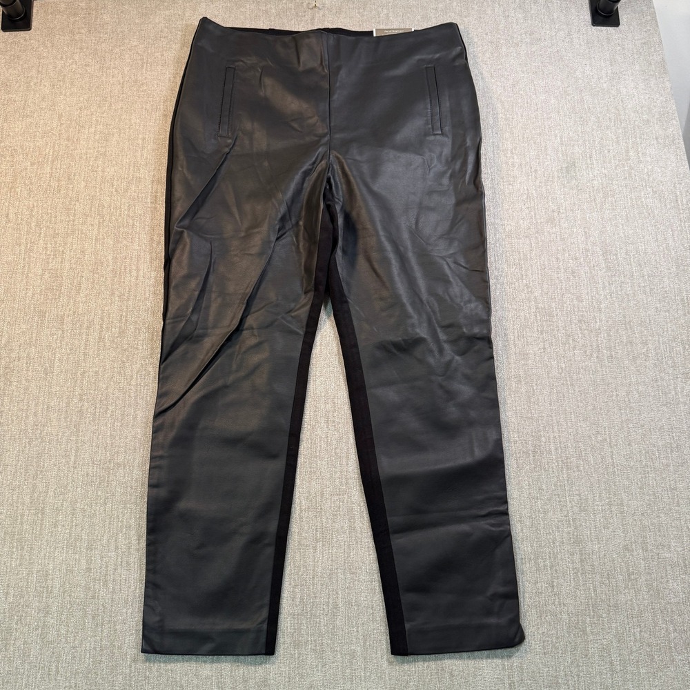 Chico's Juliet Ultimate Fit Faux Leather Front Ankle Pants Black Size 2.5 L/XL